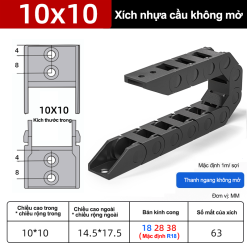 Xích nhựa cầu nắp hở XN10x10 NH ( Kích thước trong 10x10mm )