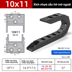 Xích nhựa cầu nắp hở XN10x11 NH ( Kích thước trong 10x11mm )