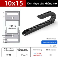 Xích nhựa cầu nắp hở XN10x15 NH ( Kích thước trong 10x15mm )