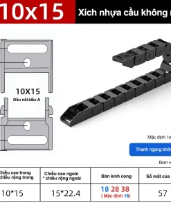 Xích nhựa cầu nắp hở XN10x15 NH ( Kích thước trong 10x15mm )