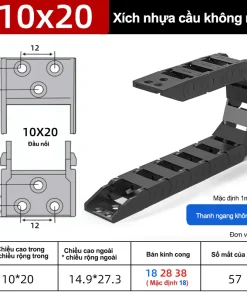 Xích nhựa cầu nắp hở XN10x20 NH ( Kích thước trong 10x20mm )