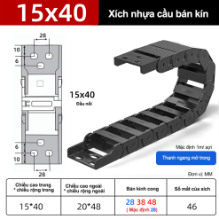 Xích nhựa cầu nắp kín XN15X40 NK ( Kích thước trong 15X40mm )