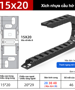 Xích nhựa cầu nắp hở XN15x20 B NH ( Kích thước trong 15x20mm )