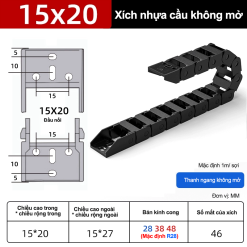 Xích nhựa cầu nắp hở XN15x20 NH ( Kích thước trong 15x20mm )
