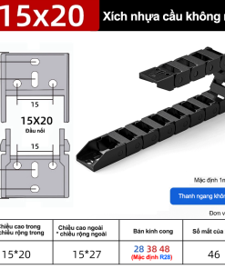 Xích nhựa cầu nắp hở XN15x20 NH ( Kích thước trong 15x20mm )