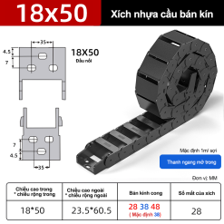 Xích nhựa cầu nắp kín XN18X50 NK ( Kích thước trong 18X50mm )