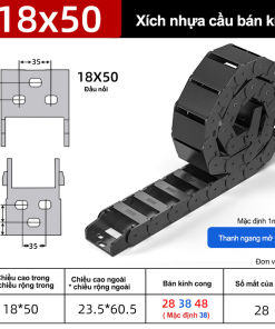 Xích nhựa cầu nắp kín XN18X50 NK ( Kích thước trong 18X50mm )