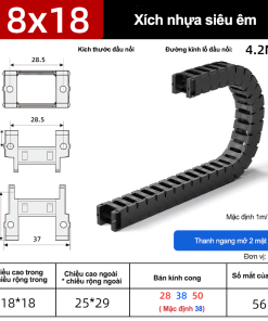 Xích nhựa cầu siêu êm (tĩnh âm) XN18x18 NH TA ( Kích thước trong 18x18mm )