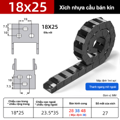 Xích nhựa cầu nắp hở XN18x25 NH ( Kích thước trong 18x25mm )