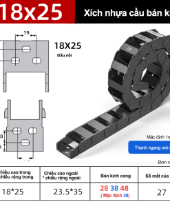 Xích nhựa cầu nắp hở XN18x25 NH ( Kích thước trong 18x25mm )