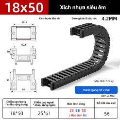 Xích nhựa cầu siêu êm (tĩnh âm) XN18x50 TA ( Kích thước trong 18x50mm )