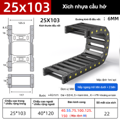 Xích nhựa cầu nắp hở XN20x103 CA ( Kích thước trong 20x10mm )