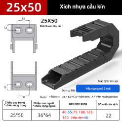 Xích nhựa cầu nắp hở XN25x50 NH ( Kích thước trong 25x50mm )