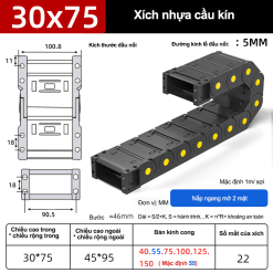 Xích nhựa cầu nắp kín XN30x75 CA NK ( Kích thước trong 30x75mm )