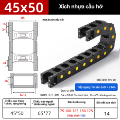 Xích nhựa cầu nắp hở XN45x50 CA NH ( Kích thước trong 45x50mm )