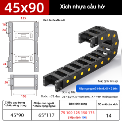 Xích nhựa cầu nắp hở XN45x90 CA NH ( Kích thước trong 45x90mm )