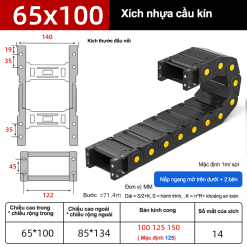 Xích nhựa cầu nắp kín XN65x100 CA NK ( Kích thước trong 65x100mm )