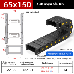 Xích nhựa cầu nắp kín XN65x150 CA NK ( Kích thước trong 65x150mm )