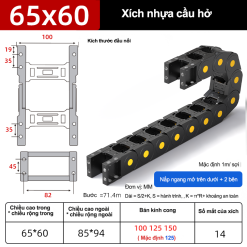 Xích nhựa cầu nắp hở XN65x60 CA NH ( Kích thước trong 65x60mm )