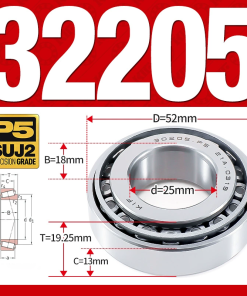 Vòng bi côn 1 dãy bi - bạc đạn bánh xe 32205 (Kích thước -  25*52*19,25 mm)