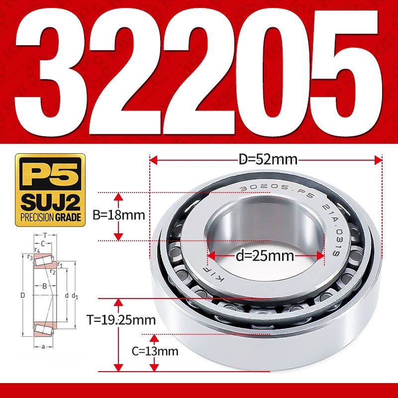 Vòng bi côn 1 dãy bi - bạc đạn bánh xe 32205 (Kích thước -  25*52*19,25 mm)