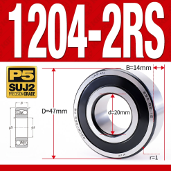 Vòng bi - bạc đạn tự lựa 1204-2RS  (Phớt cao su - 20*47*14 mm)