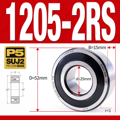 Vòng bi - bạc đạn tự lựa 1205-2RS  (Phớt cao su - 25*52*15 mm)