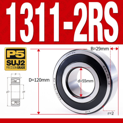 Vòng bi - bạc đạn tự lựa 1311-2RS  (Phớt cao su - 55*120*29 mm)