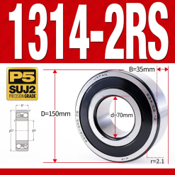 Vòng bi - bạc đạn tự lựa 1314-2RS  (Phớt cao su - 70*150*35 mm)