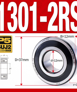 Vòng bi - bạc đạn tự lựa 1301-2RS  (Phớt cao su - 12*37*12 mm)