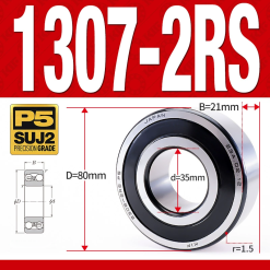 Vòng bi - bạc đạn tự lựa 1307-2RS  (Phớt cao su - 35*80*21 mm)