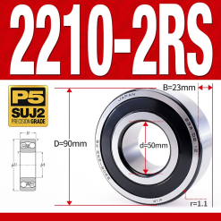 Vòng bi - bạc đạn tự lựa 2210-2RS  (Phớt cao su - 50*90*23 mm)