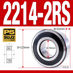 Vòng bi - bạc đạn tự lựa 2214-2RS  (Phớt cao su - 70*125*31 mm)