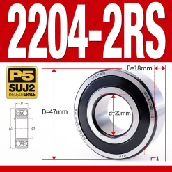 Vòng bi - bạc đạn tự lựa 2203-2RS  (Phớt cao su - 17*40*16 mm)
