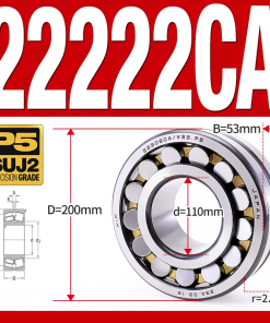 Vòng bi cà na tự lựa 2 dãy - bạc đạn cà na 22222CA/W33 (Có rãnh bôi trơn - lồng cách bi Đồng - kt 10*200*53 mm)