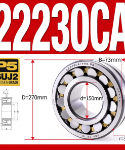 Vòng bi cà na tự lựa 2 dãy - bạc đạn cà na 22230CA/W33 (Có rãnh bôi trơn - lồng cách bi Đồng - kt 50*270*73 mm)