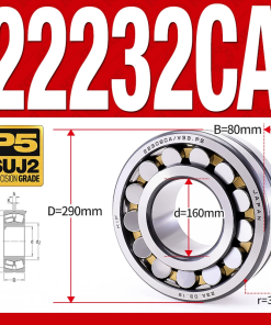 Vòng bi cà na tự lựa 2 dãy - bạc đạn cà na 22232CA/W33 (Có rãnh bôi trơn - lồng cách bi Đồng - kt 60*290*80 mm)