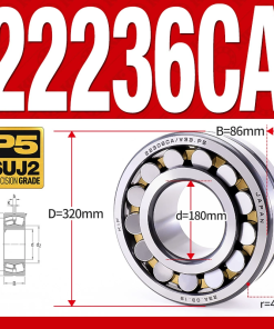 Vòng bi cà na tự lựa 2 dãy - bạc đạn cà na 22236CA/W33 (Có rãnh bôi trơn - lồng cách bi Đồng - kt 80*320*86 mm)