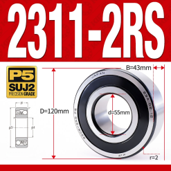 Vòng bi - bạc đạn tự lựa 2311-2RS  (Phớt cao su - 55*120*43 mm)