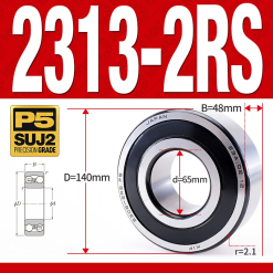 Vòng bi - bạc đạn tự lựa 2313-2RS  (Phớt cao su - 65*140*48 mm)