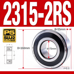 Vòng bi - bạc đạn tự lựa 2315-2RS  (Phớt cao su - 75*160*55 mm)