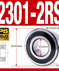 Vòng bi - bạc đạn tự lựa 2301-2RS  (Phớt cao su - 12*37*17 mm)