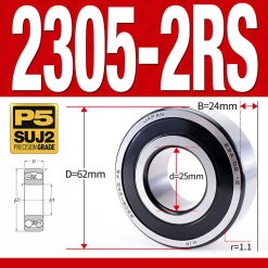 Vòng bi - bạc đạn tự lựa 2305-2RS  (Phớt cao su - 25*62*24 mm)