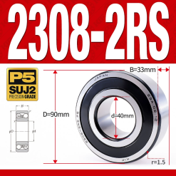 Vòng bi - bạc đạn tự lựa 2308-2RS  (Phớt cao su - 40*90*33 mm)