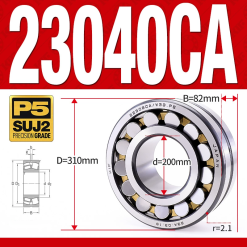 Vòng bi cà na tự lựa 2 dãy - bạc đạn cà na 23040CA/W33 (Có rãnh bôi trơn - lồng cách bi Đồng - kt 200*310*82 mm)