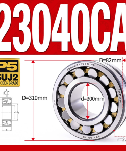 Vòng bi cà na tự lựa 2 dãy - bạc đạn cà na 23040CA/W33 (Có rãnh bôi trơn - lồng cách bi Đồng - kt 200*310*82 mm)