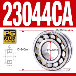 Vòng bi cà na tự lựa 2 dãy - bạc đạn cà na 23044CA/W33 (Có rãnh bôi trơn - lồng cách bi Đồng - kt 220*340*90 mm)