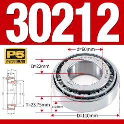 Vòng bi côn 1 dãy bi - bạc đạn bánh xe 30212  (Kích thước -  60*110*23,75 mm)