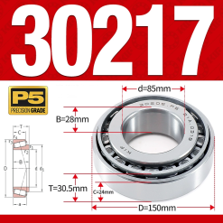 Vòng bi côn 1 dãy bi - bạc đạn bánh xe 30217  (Kích thước -  85*150*30,5 mm)