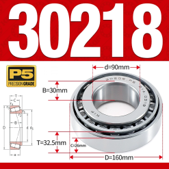 Vòng bi côn 1 dãy bi - bạc đạn bánh xe 30218  (Kích thước -  90*160*32,5 mm)